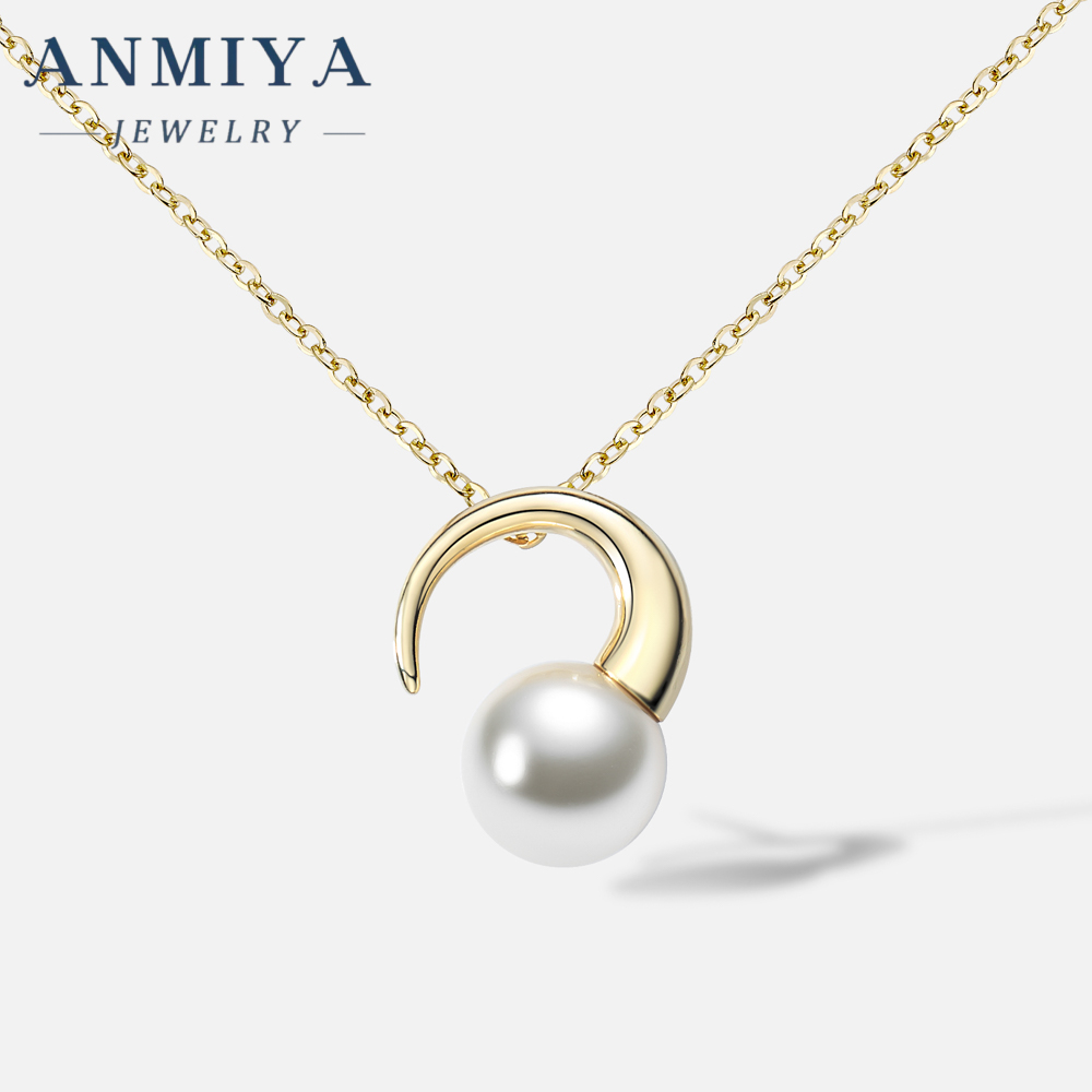 18K Gold Plated Adjustable Necklace for Unisex 925 Sterling Silver Pendant with Freshwater Pearl Zircon Stylish Trendy Necklace
