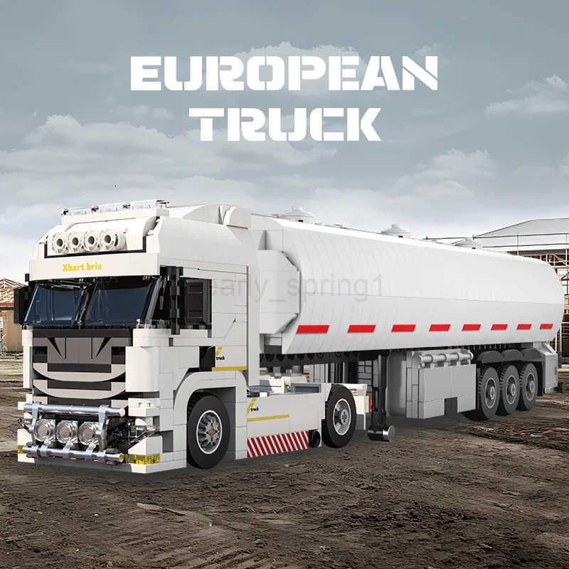 421PCS European Truck Head Building Blocks Connectable Container Trailer Model Bricks Educational DIY Toys For Childrens Gifts T250930