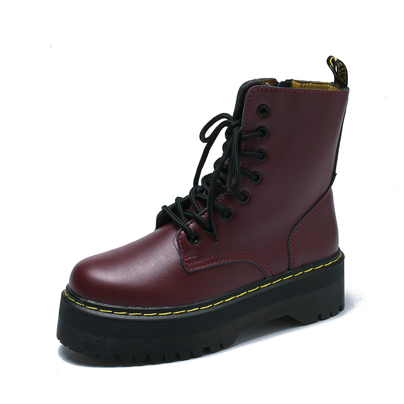 Martin Platform Thick Sole Work Black Motorcycle Ankle Boots Single Boots Shoes