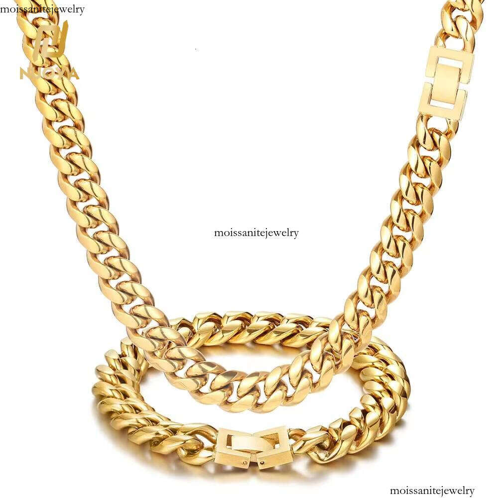 Wholesale Mens sterling silver Cuban Link Necklace Jewelry Cadenas De Hombre Hip Hop Gold Plated Chain