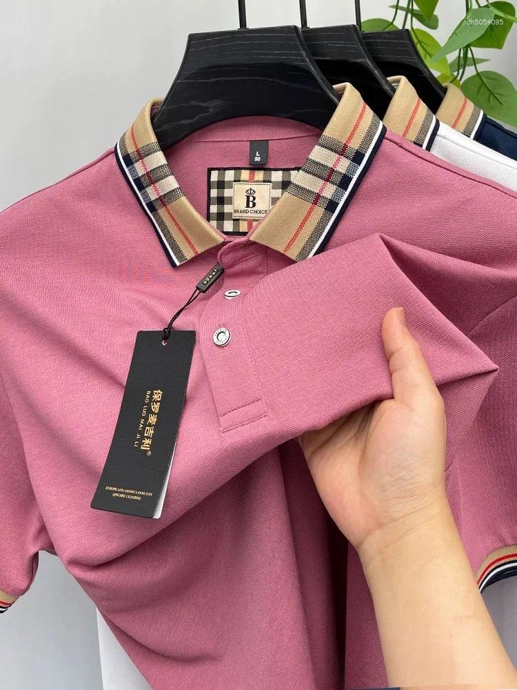 Men's T Shirts Short Sleeve Polo Shirt Men Fashionable Simple Solid Color Summer Mercerized Cotton Breathable Casual Lapel