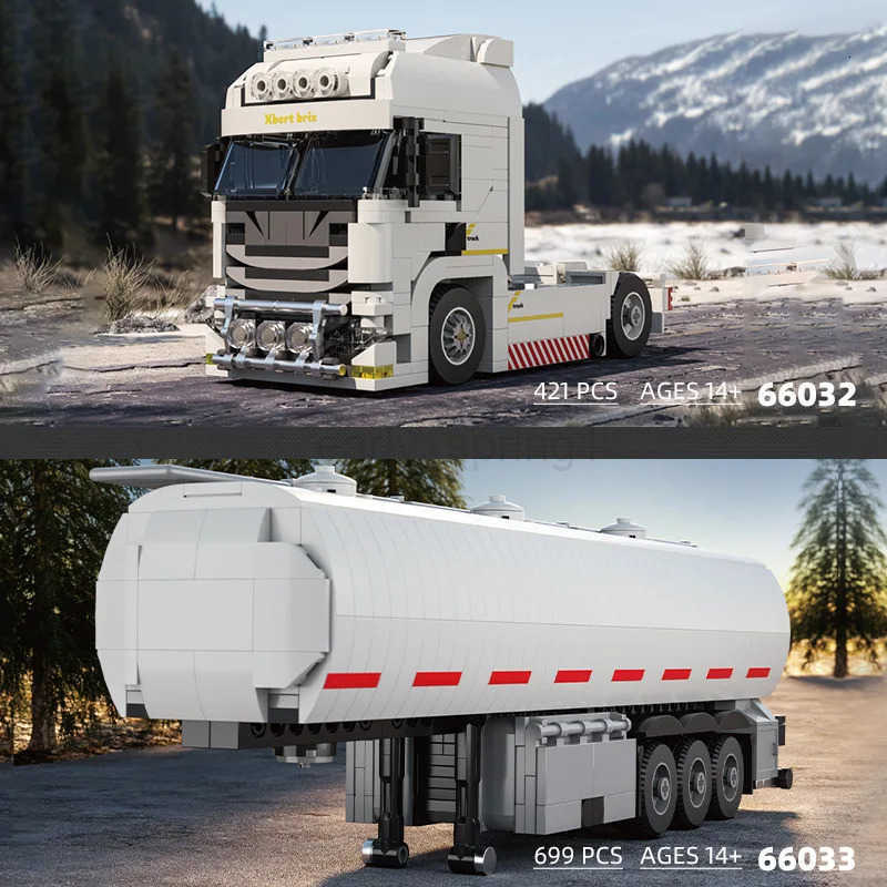 421PCS European Truck Head Building Blocks Connectable Container Trailer Model Bricks Educational DIY Toys For Childrens Gifts T250930