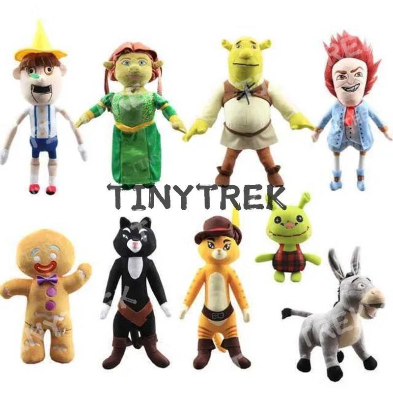 Anime Shrek Plush Toys Princess Fiona Gingerbread Man Donkey Puss Boots Collectible Soft Toy Doll Kids Gifts J250620