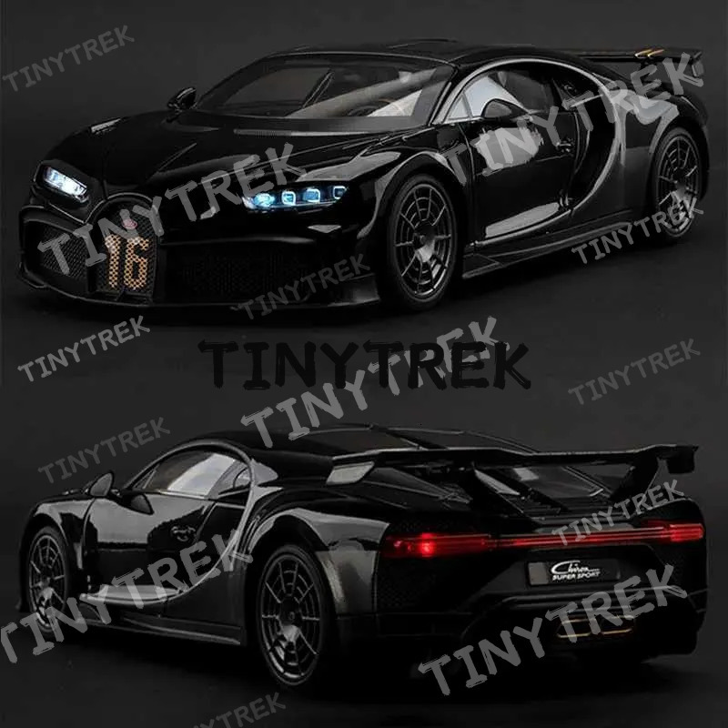1 18 Bugatti Chiron PUR SPORT Alloy Sports Diecast Metal Racing Car Vehicle Model Sound and Light Simulation Kids Toy Gift Z250224