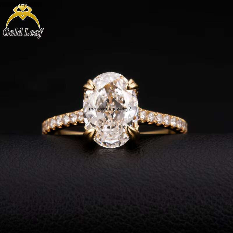 Leaf Jewelry LGl Oval Cut VVS Lab Grown Engagement Luxurious Women's Gold Wedding Ring