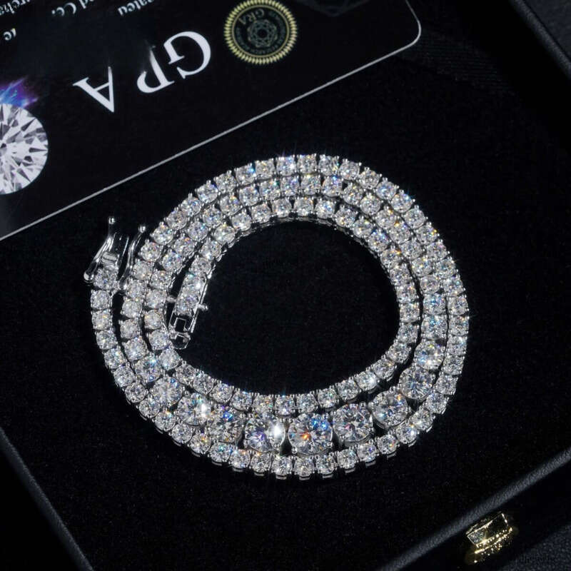 New Arrivals Fashion GRA Certificate Various Size Moissanite Dia Sier Tennis Chain Necklace Women