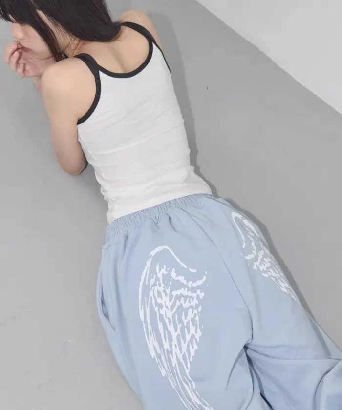 Pattern Wing Personality Angel Printed Baggy SweatPants Fresh Retro Korean Street Wide Leg Pants for Womens Y2k Cargo Pants 250922 - view 6