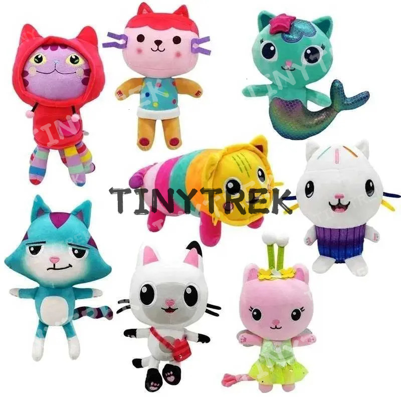 25cm 8Pcs Kawaii Gabby house toy cartoon stuffed animal cat mermaid plush doll childrens Christmas giftC250602
