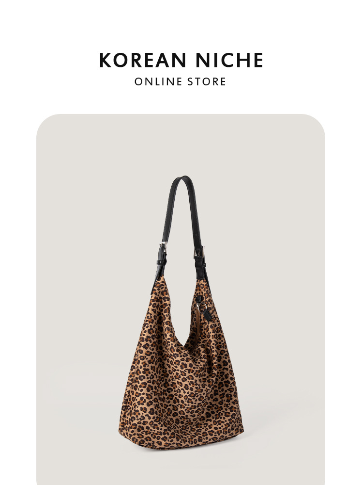 New Japanese And Korean INS Niche Lazy Style Lightweight Large-Capacity Leopard Print Single-Shoulder Casual Versatile Tote Bag