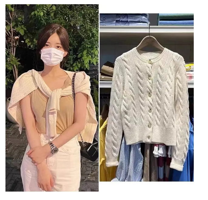 Designers S Ceiling Swellable Wool Fried Dough Twists Cardigan Women's Twisted Long Sleeve Round Neck Sweater Designer Sweaters