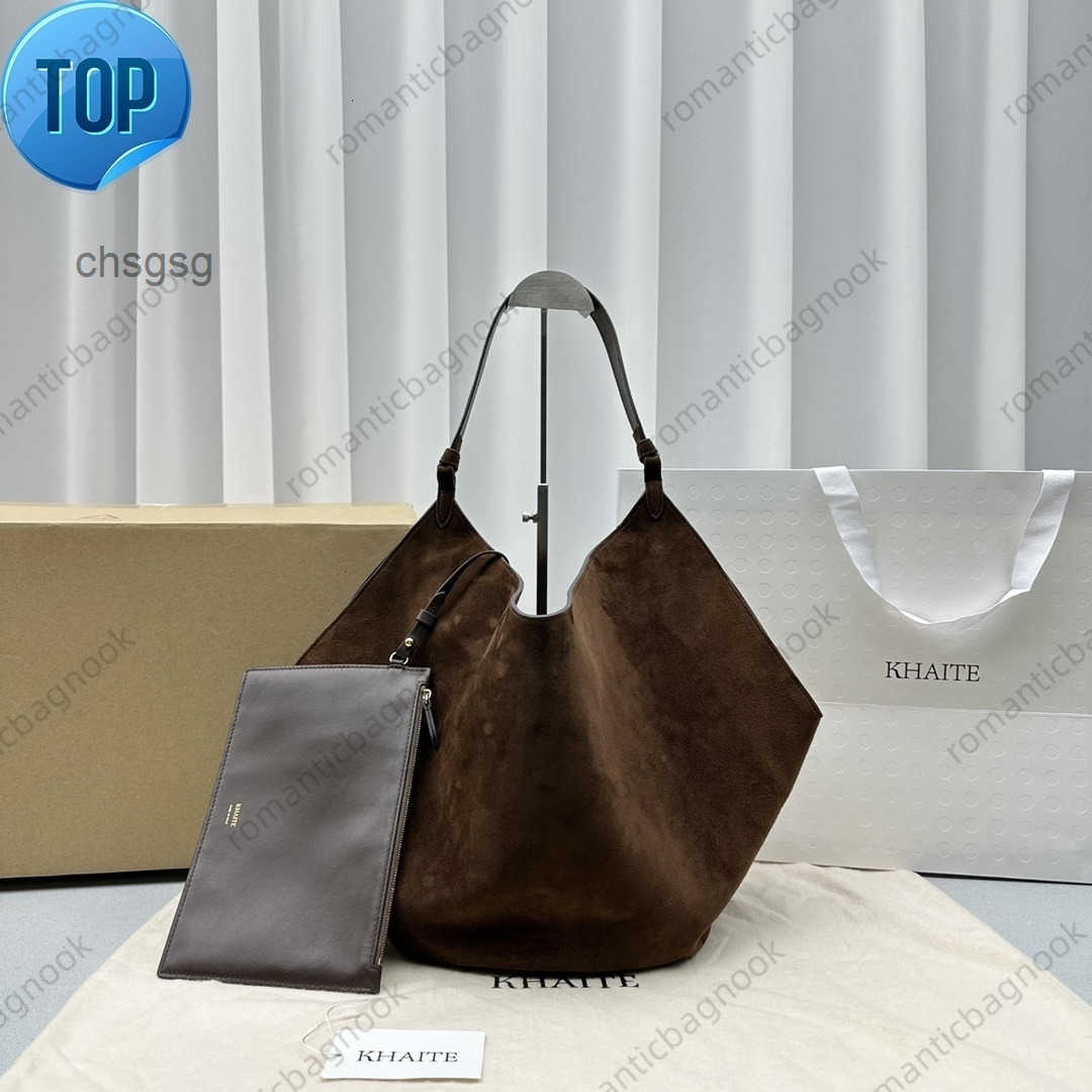 Designer Bag Khaite Lotus Tote Large Capacity Shoulder Tote Bag Casual Hobo Handbag Suede Leather Womens Single Shoulder with Box
