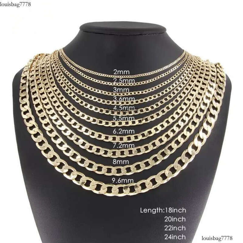 High Quality Multiple Width Length 14k Gold Plated Ferrero Cuban Link Chain Necklace for Men Women