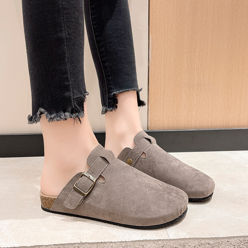 Designer Slide Sandals Womens - Cork Clog Sandals, Genuine Leather Mens Beach Sandals Casual Slippers Clogs for Summer, Unisex