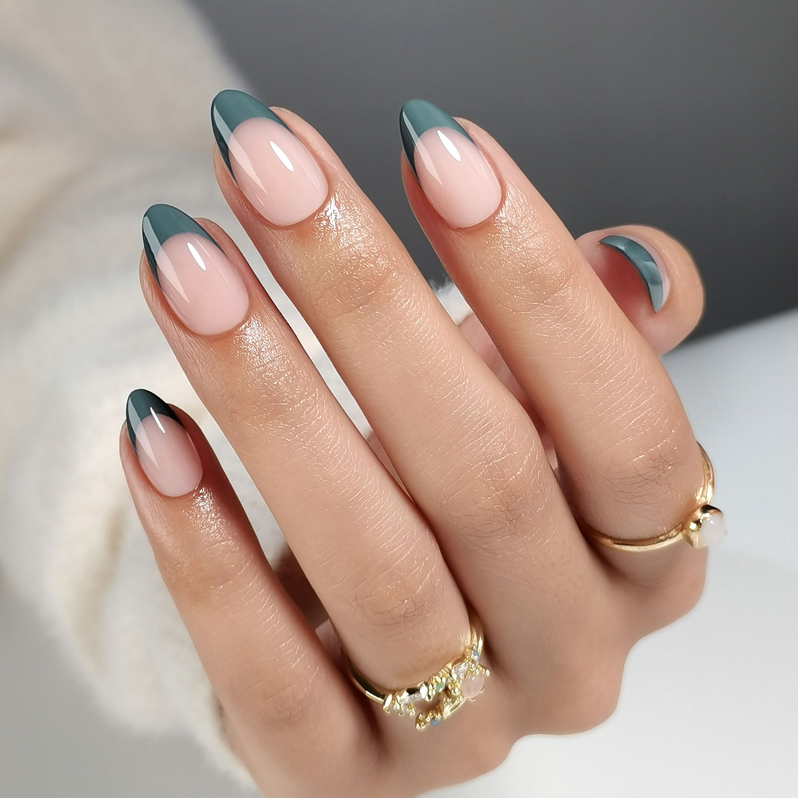 french pub green presson fake nails soft gel almond nails with a natural and perfect fit 16 sizes 32 reusable fake nails