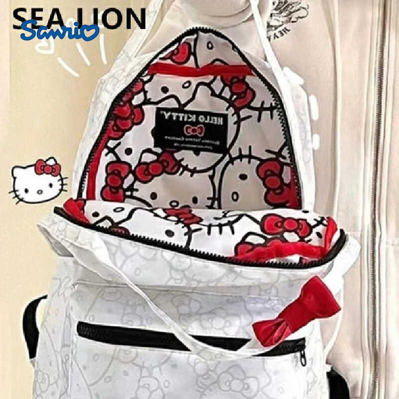 Sanrio Hellokitty Anime Cute Versatile Backpack Outdoor Leisure College Student Backpack Large Capacity Simple Fashion Schoolbag L250930