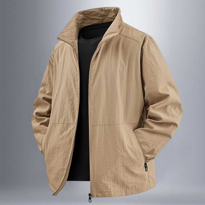 C100404 Autumn and Winter Men's Zipper Stand Collar Sweater Retro Earth Color Hoodie Women
