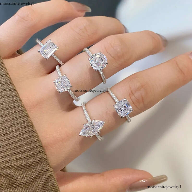Fashionable wed designer ring for woman sterling sier dia round oval 5A zirconia love eternity promise wedding engagement rings gift box
