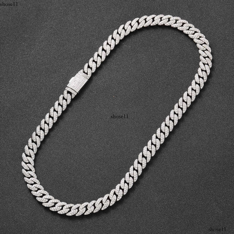 Moissanite Chains 10m 16-24inch Sterling Sier Pass Test Dia Cuban Chain Necklace Bracelet For Women/Men Nice Gift