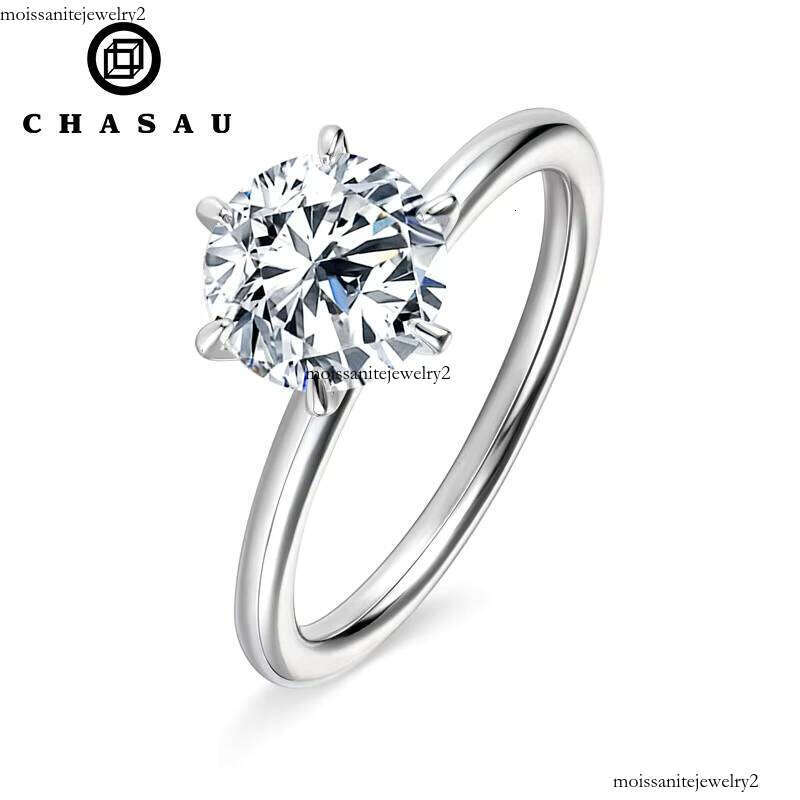 Fashion Jewelry Pure Silver Engagement Wedding 2ct Solitaire Silicon Stone Ring