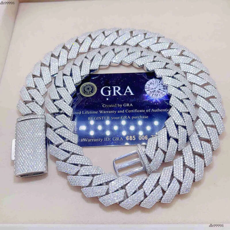 Iced Out Pass Dia Tester Sterg Sier Necklace Vvs Moissanite Cuban k Chain