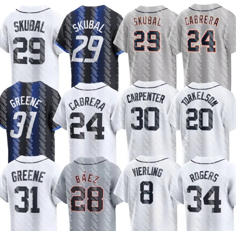Custom MLB Tigers Baseball Jersey Colt Keith Javier Baez Riley Greene Tarik Skubal Matt Vierling Spencer Torkelson Miguel Cabrera Kerry Carpenter Zach McKinstry