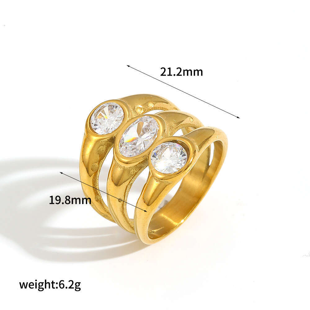 Diamond-encrusted Heart Titanium for Women, Personalized Fashionable High-end Water Drop Shaped Colored Diamond Stainless Steel Ring Jewelry