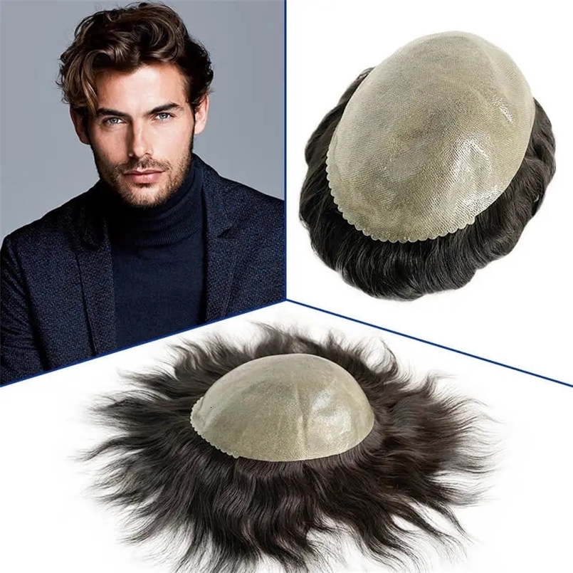 Clearance Sale Knotted Microskin Male Hair Prosthesis 6 Human Hair Man Wig Durable Toupee Hair Men Wig Hair System For Men 240621