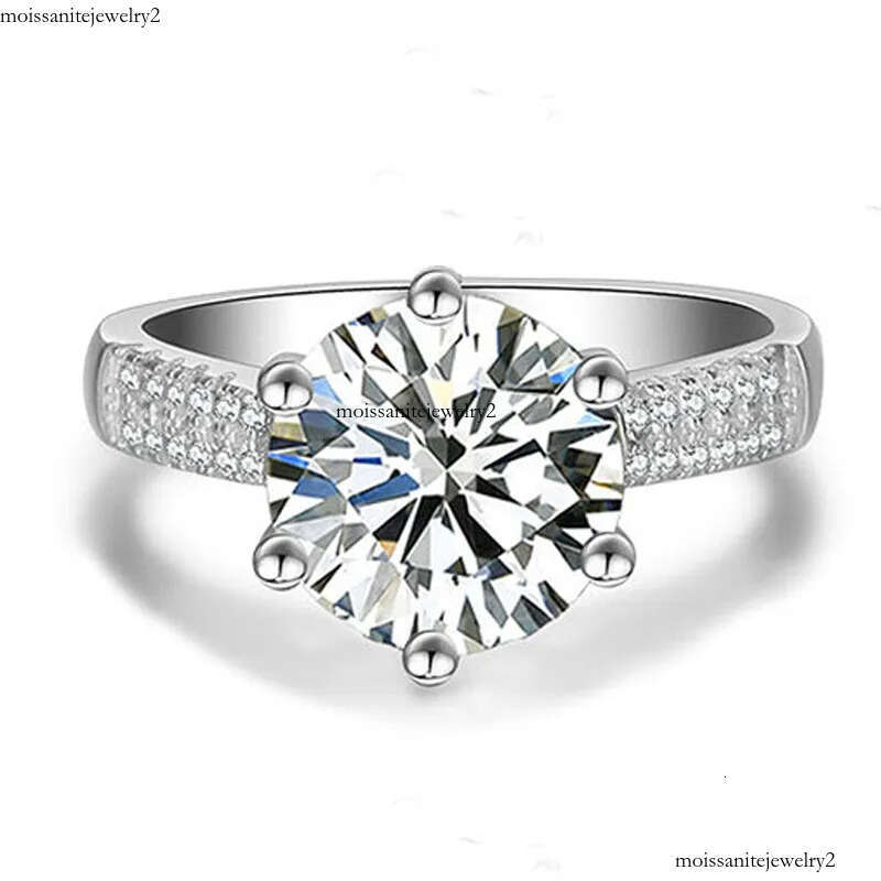 2025 Rulalei Brand 3CT Round Cut White Moissanite Dia Jewelry 100% Sterling Sier Party Eternity Women Wedding Engagement Band Ring Gift