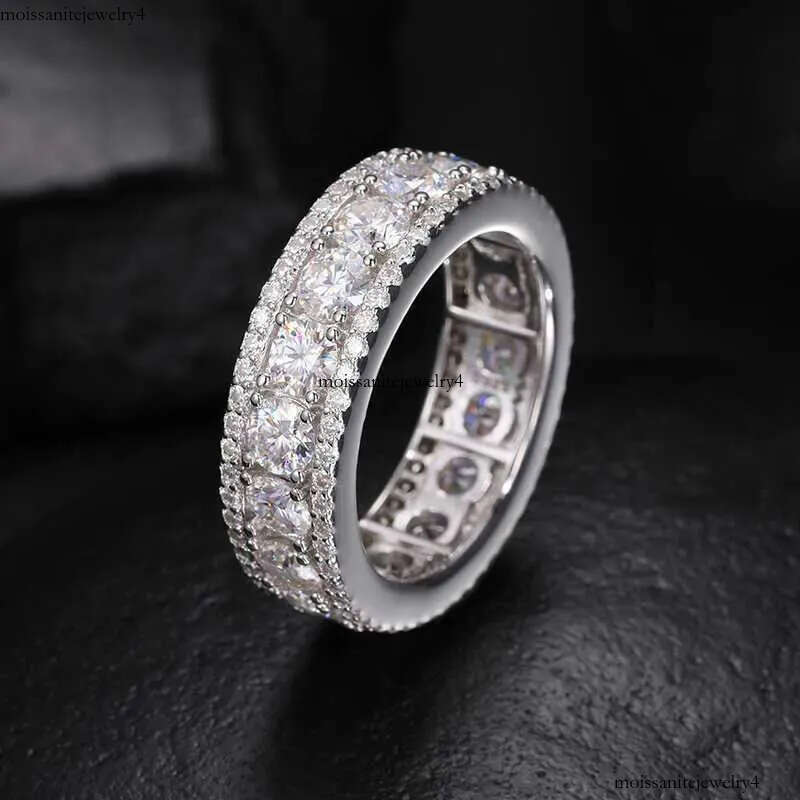 Mens Unisex Sterg Sier Wedding Engagement Ring Top Icy Fine Jewelry VVS D Color Moissanite Dia Gold Parties