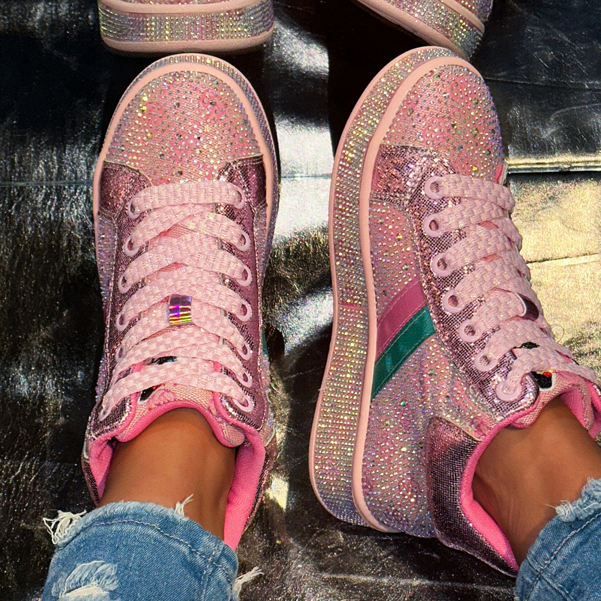 2025 Women High Top Printing Luxury Sneakers Shining Sneakers Fashion Shining Diamond Casual Shoes Comfortable Running Designer Sports Women's Sh