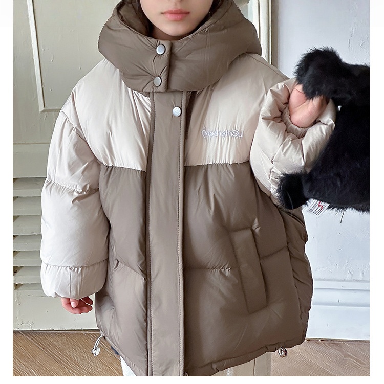 Cold-Proof Clothing Children's Color Blocked Feather Suit Children Down Jacket Velvet Jacket Wholesale