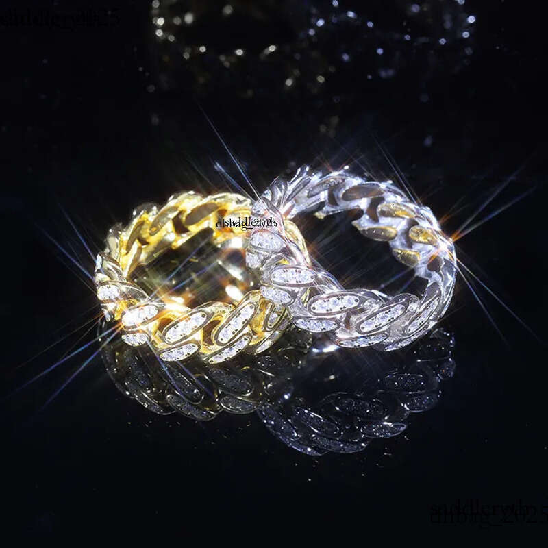 RTS Hiphop Dia Sterling Sier Gold Plated VVS Moissanite Ring Fine Jewelry Rings for Men Women