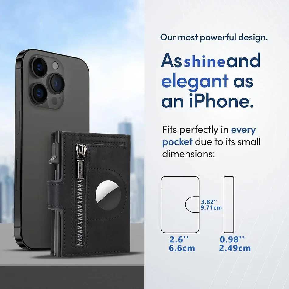 Rfid Leather Airtag Men Wallets Card Holder Wallets for Air Tag Tracker Gifts for Men Custom Slim Wallet Money Bag H250929