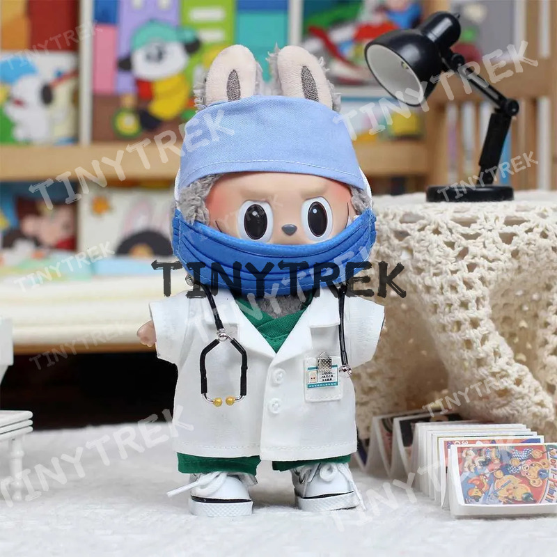 Only Cloth 17cm Doll Doctor Clothes Pants Mask Hat Coat Nurse Dresses Kids Dolls Accessories For Labubu DIY Dressing Toys L250703