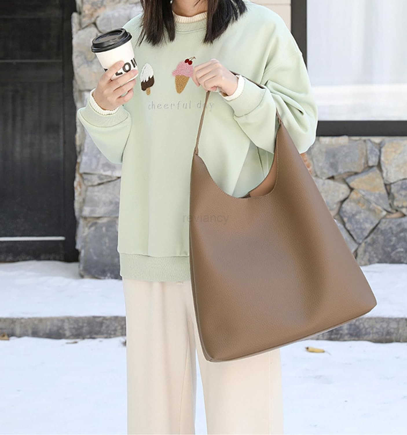 2025 Slouchy Tote Bag for Women Leather Hobo Bag Soft Vegan Leather Tophandbag Shoulder Bag Handbag Underarm PurseW250930