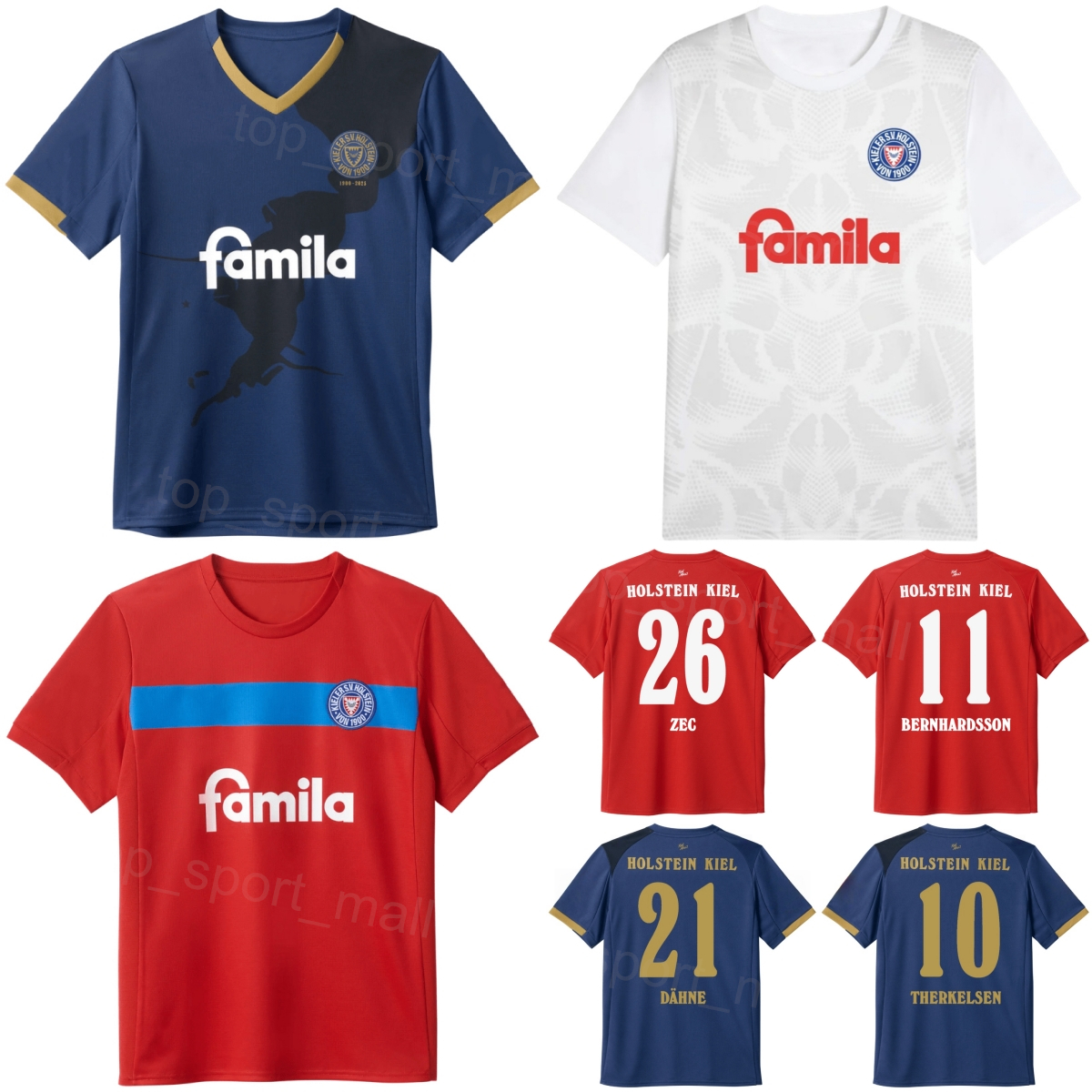 Club 2025-26 Men Soccer Holstein Kiel Jersey 11 BERNHARDSSON 47 TOLKIN 19 HARRES 10 THERKELSEN 21 KRUMREY 20 KAPRALIK 26 ZEC DAVIDSEN SKRZYBSKI Football Shirt Kits