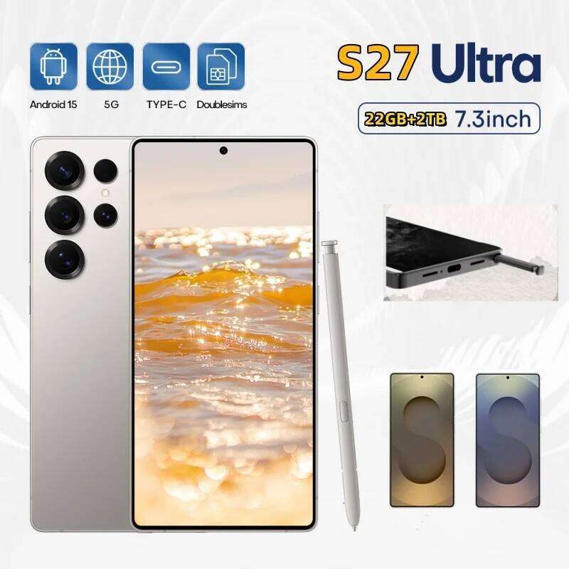 2025 Original phone S27 Ultra PC 7.3 Inch HD 4K Android 15 22Gb+2Tb 8000Mah Battery 4G 5G Dual Sim Card Wifi GPS smartphone