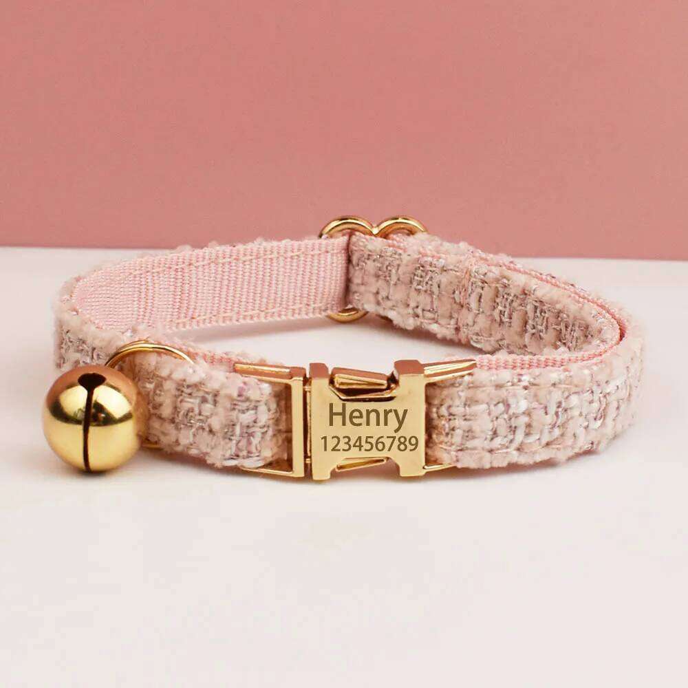 Dog cat leash collar set Personalized Metal Hardware Collars And Leashs Set with Bell Engraving ID Tag for Kittens Pet Accessories