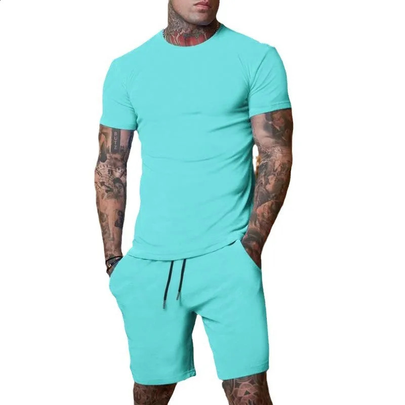 summer mens sports shirt short sleeved T-shirtsports shirt quick drying breathable cool gym set two-piece set 241231
