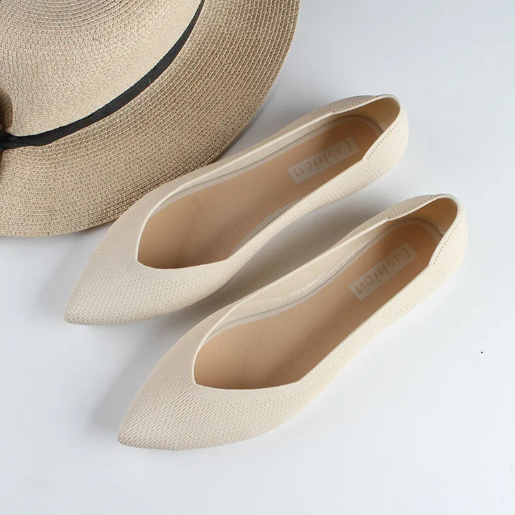 2023 women Fashion Slip on Mesh Loafers Ballet Casual Flat Women Soft Bottom Moccasin Pointed Toe Boat Shoes Chaussure 241225