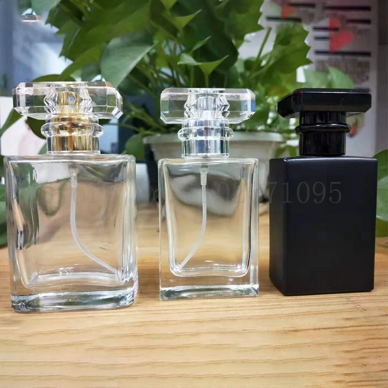 5pcs/10pcs 30ml Travel Pocket Glass Square Spray Bottles Empty Bottles Mist Spray Bottle 50ml Transparent Black Perfume Bottles 241231