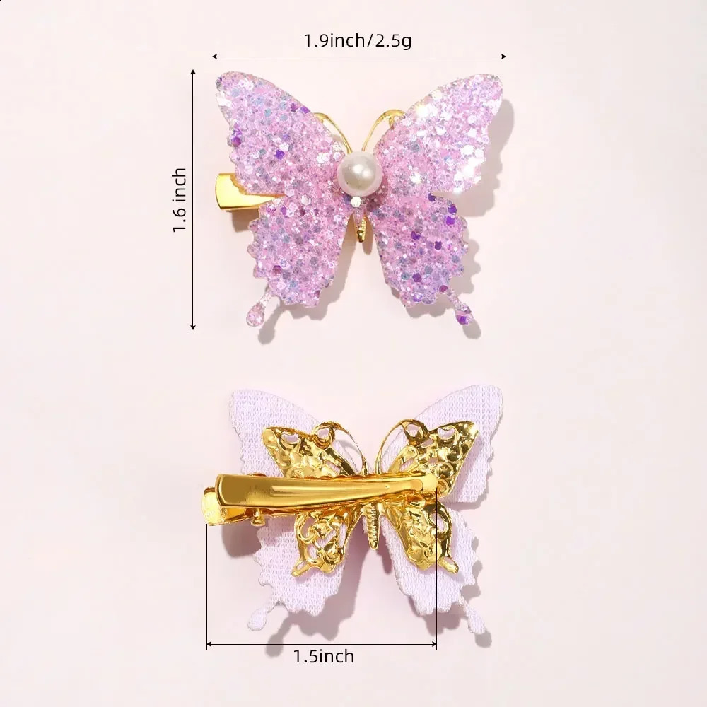 Pcs Colorful Butterfly Hairpins Girl Hair Clips Barrette Sweet Ornament Rainbow Headwear Fashion Accessories 241230z