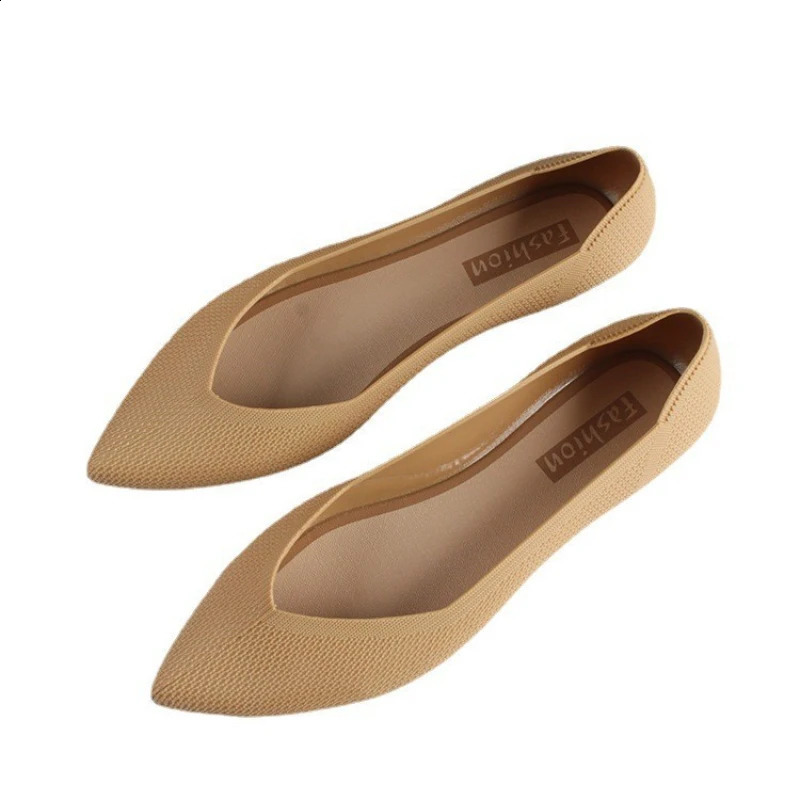 2023 women Fashion Slip on Mesh Loafers Ballet Casual Flat Women Soft Bottom Moccasin Pointed Toe Boat Shoes Chaussure 241225
