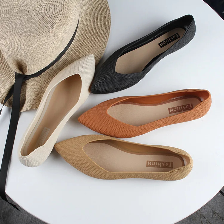 2023 women Fashion Slip on Mesh Loafers Ballet Casual Flat Women Soft Bottom Moccasin Pointed Toe Boat Shoes Chaussure 241225