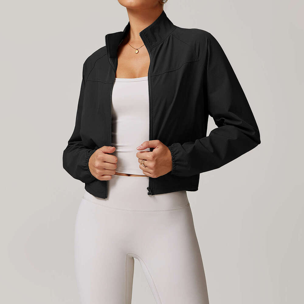 Yoga Clothes High Waist Fitness Leggings Yoga Vest Quick Drying Stand Up Collar Sports Women S Thin Windproof Outdoor Running Fitness Long Sleeved Yog