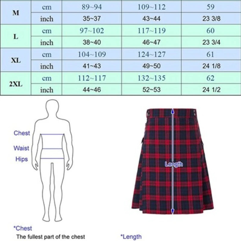 Mens Short Skirt Traditional Highland Tartan Practical Kilt 250110