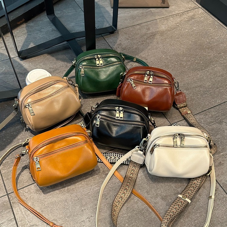 Vegetable Tanned Cowhide Small Handbag 2023 New Popular and Versatile Genuine Leather Women's Ladies Shoulder Crossbody Bag