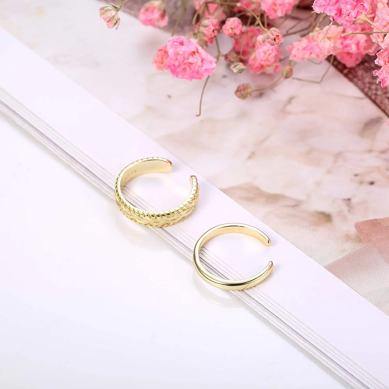 2 PCS Stainless Steel Toe Ring for Women Girls Retro Vintage n Adjustable Set Summer Beach Jewelry 241225
