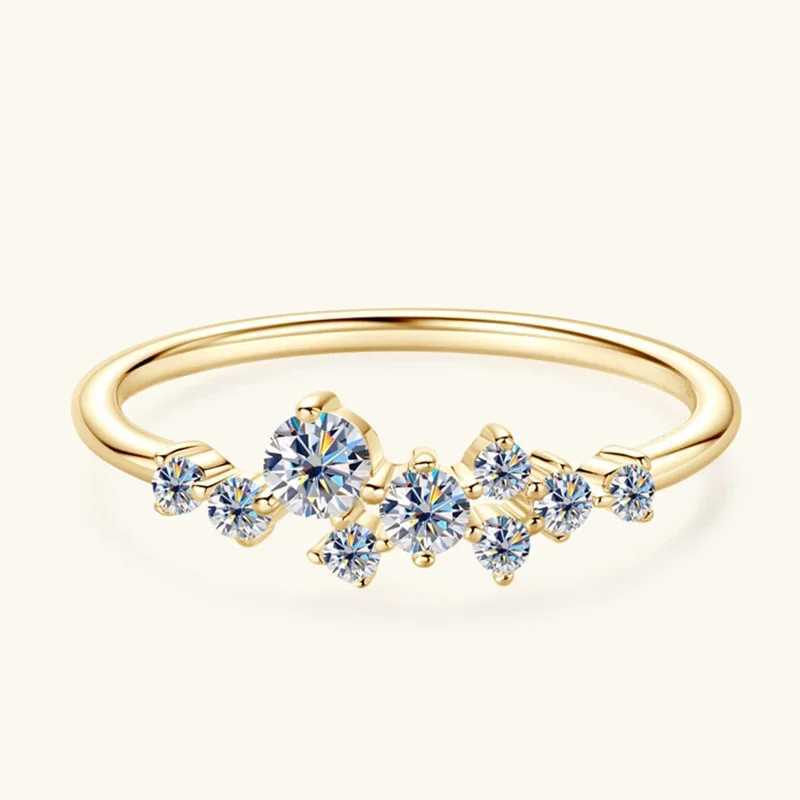 NeeTim Full Moissanite Eternity Ring Sterling Sier with Yellow White Gold Plated Lab Dia Rings For Women Fine Jewelry