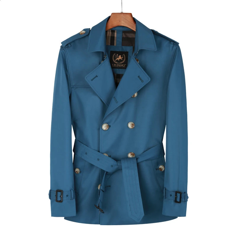 mens double breasted Short windbreaker Beige British handsome trend thickened detachable down liner trench coat men 241225